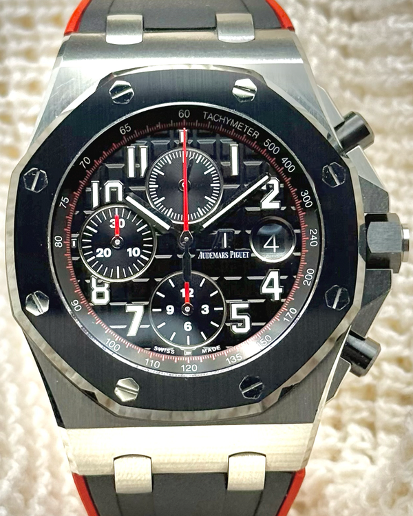 2020 Audemars Piguet Royal Oak Offshore Chronograph "Vampire" 42MM Black Dial Aftermarket Rubber Strap (26470SO.OO.A002CA.01)