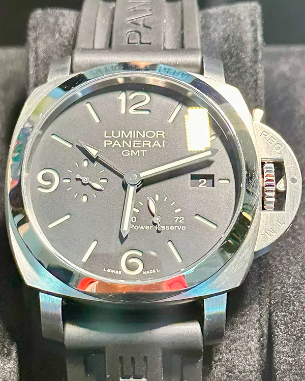 2016 Panerai Luminor 1950 3 Days GMT 44MM Black Dial Rubber Strap (PAM00321)