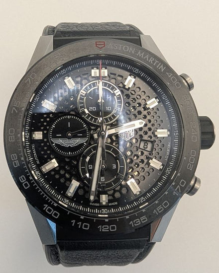 2019 Tag Heuer Carrera "Aston Martin" S.E. 45MM Skeleton Dial Rubber Strap (CAR2A1AB.FT6163)