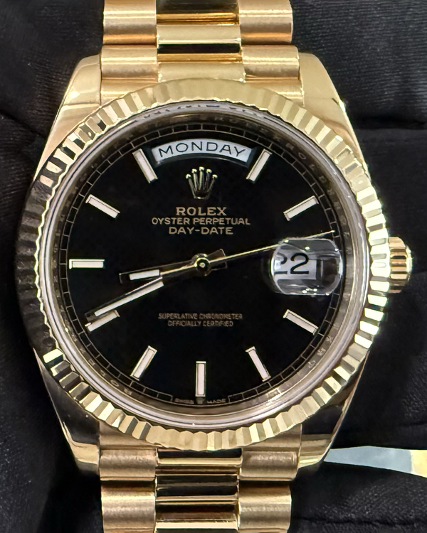 2019 Rolex Day-Date 40MM Black Dial Yellow Gold President Bracelet (228238)