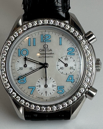 Omega Speedmaster 35.5MM Mother Of Pearl Dial Leather Strap (3835.71.33)