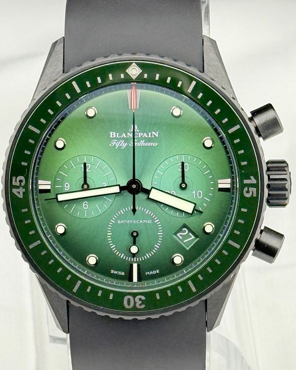 2023 Blancpain Fifty Fathoms Bathyscaphe 43.6MM Green Dial Aftermarket Rubber Strap (5200 0153 B52A)