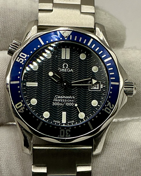 1999 Omega Seamaster Diver 300M 36.25MM Quartz Blue Dial Aftermarket Steel Bracelet (2561.80.00)