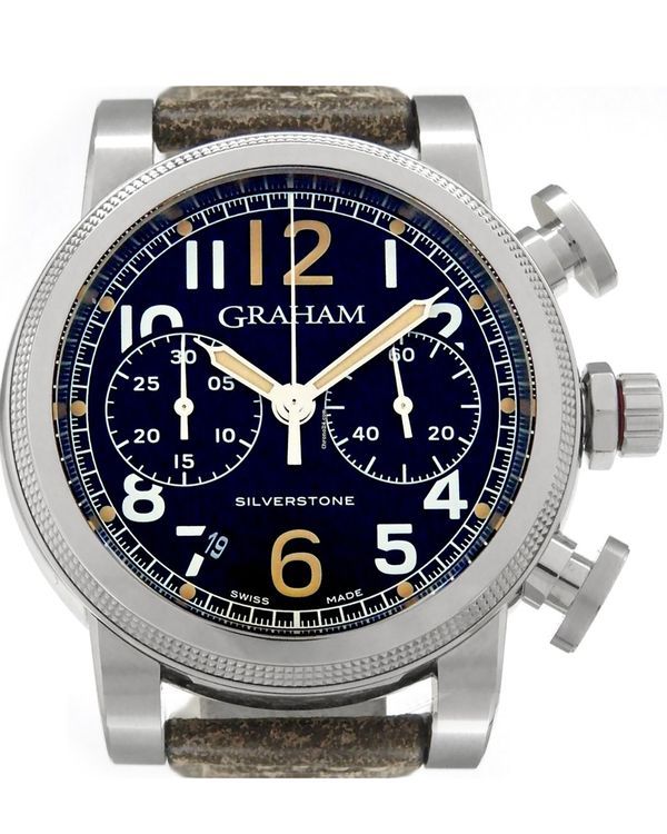Graham Silverstone RS Vintage 44MM Black Dial Leather Strap (2SABS.B05A)