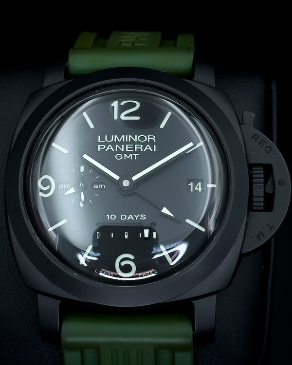 2017 Panerai Luminor 1950 10 Days GMT 44MM Black Dial Rubber Strap (PAM00335)