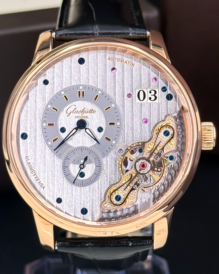 2023 Glashütte Original PanoMaticInverse 42MM Silver Dial Leather Strap (1-91-02-01-05-30)