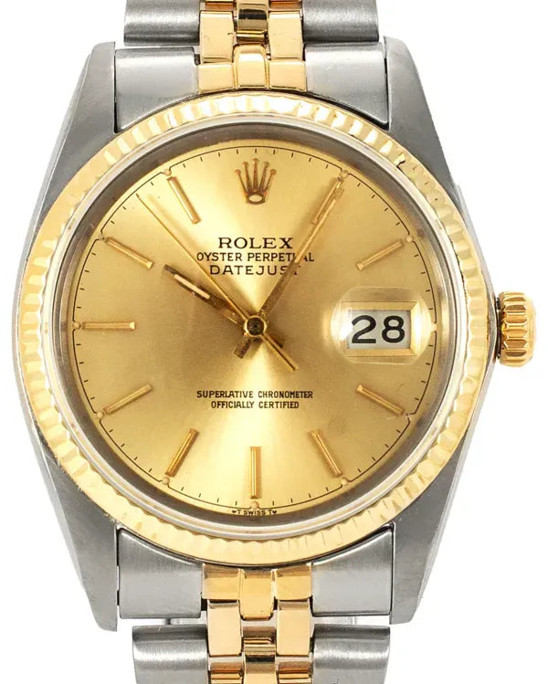 1983 (7.5 Mill. Serial) Rolex Datejust 36MM Champagne Dial Aftermarket Two-Tone Bracelet (16030)