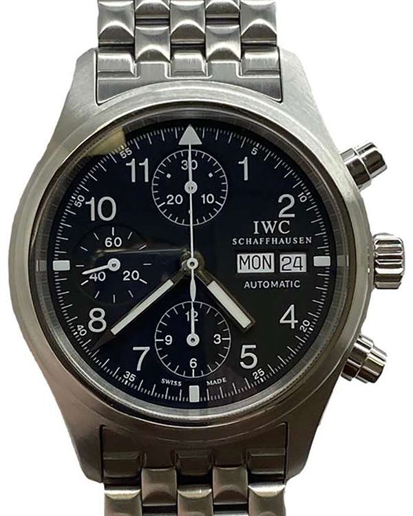 IWC Schaffhausen Pilot Chronograph 39MM Black Dial Steel Bracelet (IW3706)