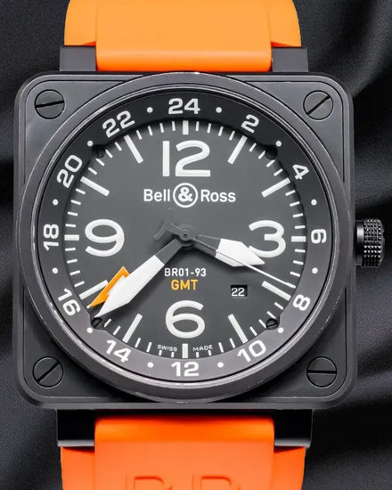 2009 Bell & Ross BR 01-93 GMT 46MM Black Dial Rubber Strap (BR0193-GMT)