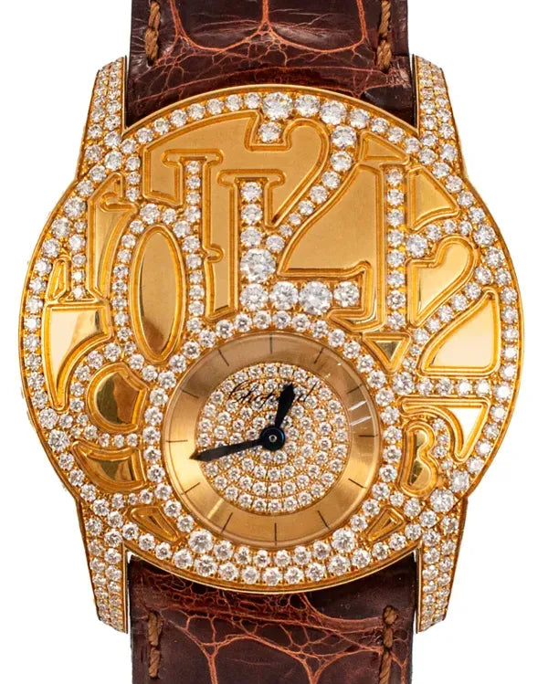 Chopard Classic Boutique Model 35MM Quartz Champagne Dial Leather Strap (4184)