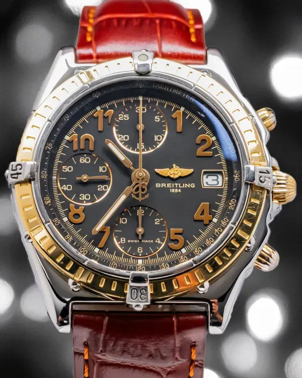 Breitling Chronomat 39MM Black Dial Aftermarket Leather Strap (B13050.1)