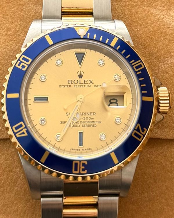 2006 Rolex Submariner Date 40MM Champagne "Serti" Dial Two-Tone Oyster Bracelet (166133)