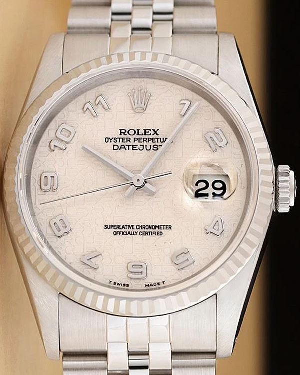 Rolex Datejust 36MM White "Computer" Dial Jubilee Bracelet (16234)