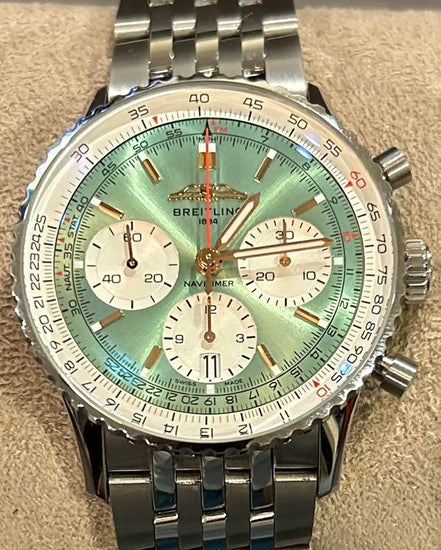 2025 Breitling Navitimer B01 Chronograph 41MM Green Dial Steel Bracelet (AB0139211L1P1)