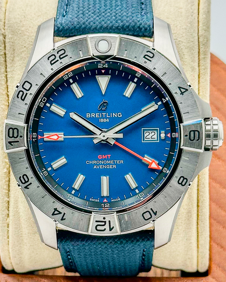 No Reserve - 2025 Breitling Avenger 44MM Blue Dial Textile Strap (A32320)