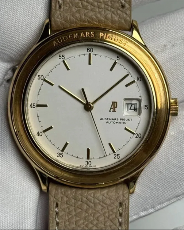 1990 Audemars Piguet Vintage Huitième 40.5MM Silver Dial Aftermarket Leather Strap (BA14593)
