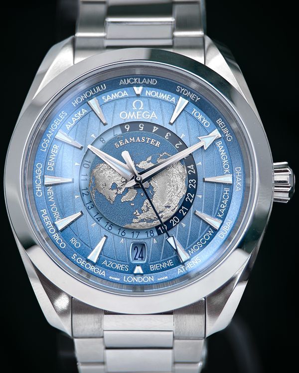 2025 Omega Seamaster Aqua Terra GMT Worldtimer "Summer Blue" 43MM Blue Dial Steel Bracelet (220.10.43.22.03.002)