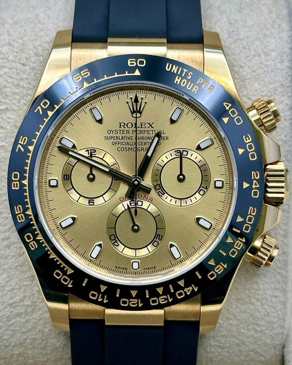 2022 Rolex Cosmograph Daytona 40MM Champagne Dial Rubber Strap (116518LN)