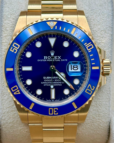 2022 Rolex Submariner Date "Bluesy" 41MM Blue Dial Yellow Gold Oyster Bracelet (126618LB)