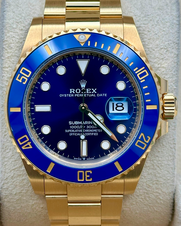 2022 Rolex Submariner Date "Bluesy" 41MM Blue Dial Yellow Gold Oyster Bracelet (126618LB)