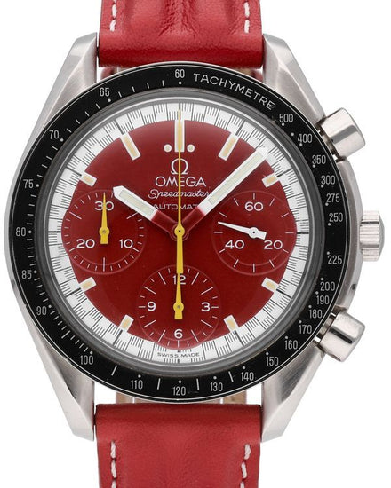 Omega Speedmaster Reduced "Schummacher" 39MM Red Dial Leather Strap (3510.61.00)