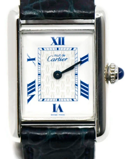 Cartier Tank Must Sterling 22MM Quartz Silver Dial Leather Strap (2416)