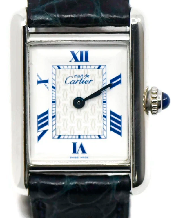 Cartier Tank Must Sterling 22MM Quartz Silver Dial Leather Strap (2416)