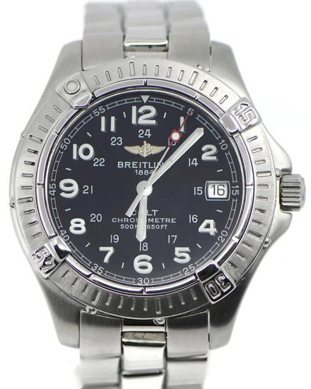 Breitling Colt 38MM Quartz Black Dial Steel Bracelet (A74350)
