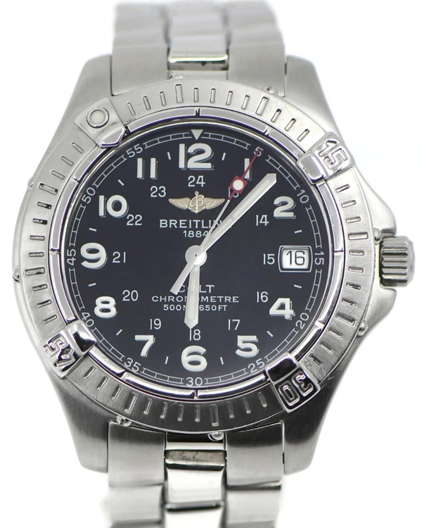 Breitling Colt 38MM Quartz Black Dial Steel Bracelet (A74350)