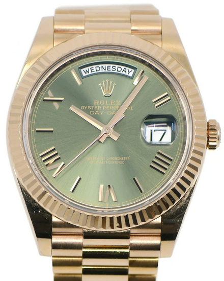 2022 Rolex Day-Date 40MM Green Dial Rose Gold President Bracelet (228235)