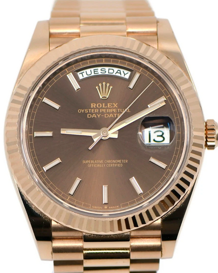 Rolex Day-Date 40MM Chocolate Dial Rose Gold President Bracelet (228235)
