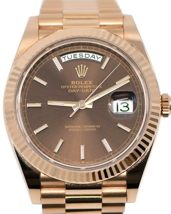 Rolex Day-Date 40MM Chocolate Dial Rose Gold President Bracelet (228235)