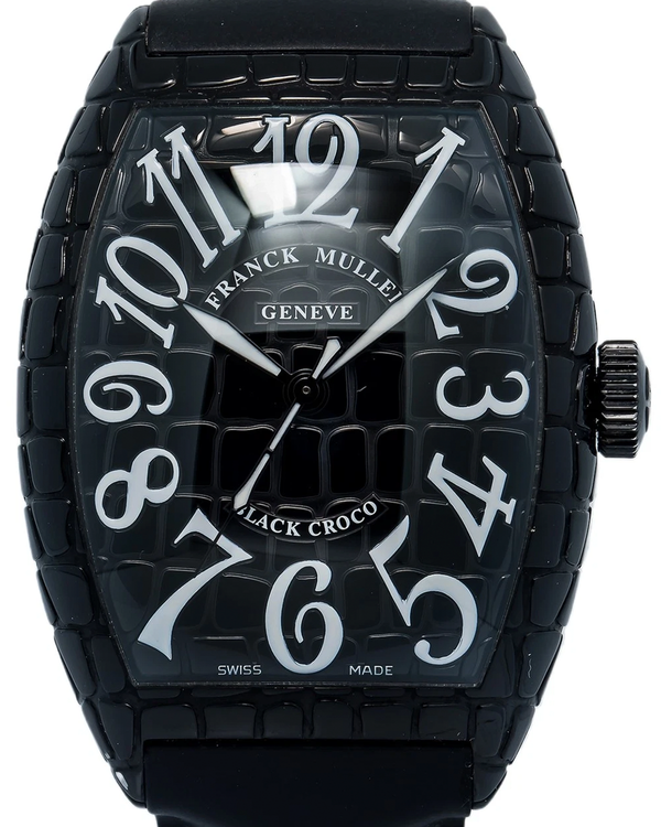 Franck Muller Tonneau Curvex Black Croco 40MM Black Dial Rubber Strap (8880 SC BLK CRO)