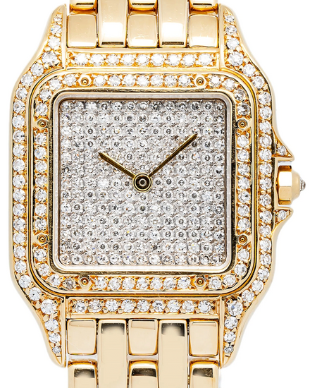Cartier Panthère de Cartier 27MM Quartz Aftermarket Diamond Dial Yellow Gold Bracelet (8839)