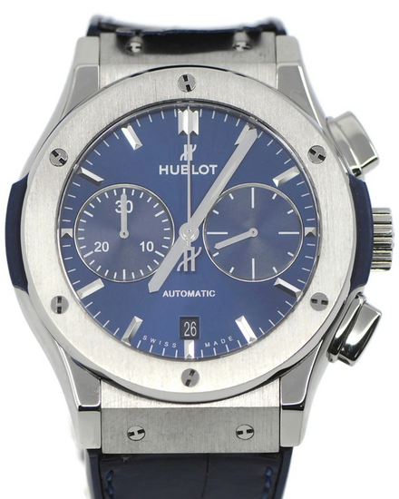 2016 Hublot Classic Fusion Chronograph 45MM Blue Dial Leather Strap (521.NX.7170.LR)