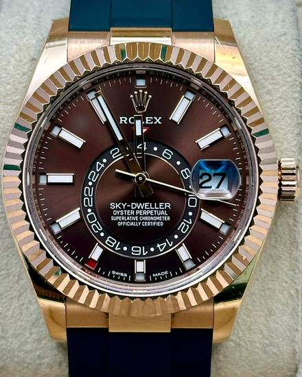 2022 Rolex Sky-Dweller 42MM Chocolate Dial Oysterflex Strap (326235)