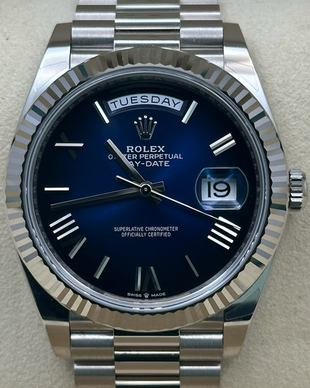 2024 Rolex Day-Date 40MM Blue Dial White Gold President Bracelet (228239)