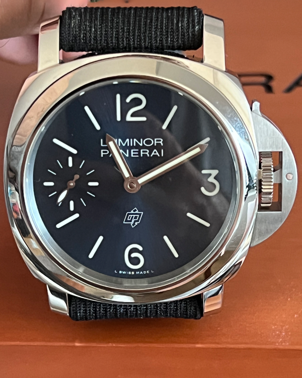 Panerai Luminor Logo 44MM Blue Dial Textile Strap (PAM01085)