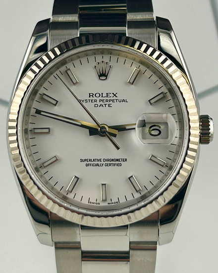 Rolex Oyster Perpetual Date 34MM White Dial Oyster Bracelet (115234)