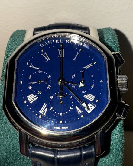 Daniel Roth Masters Chronograph 38MM Blue Dial Aftermarket Leather Strap (S247)