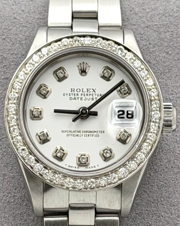 1984 (8.5 Mil. Serial) Rolex Lady-Datejust 26MM Aftermarket White Dial Oyster Bracelet (69240)