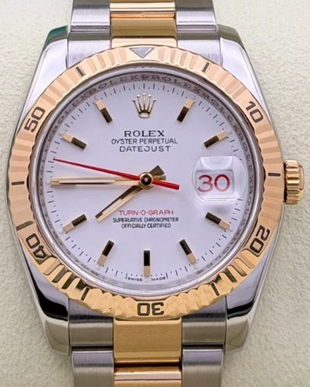2004 Rolex Datejust Turn-O-Graph 36MM White Dial Two-Tone Oyster Bracelet (116263)