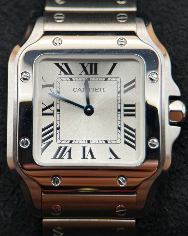 2025 Cartier Santos De Cartier 34.5MM Quartz Silver Dial Steel Bracelet (WSSA0082)