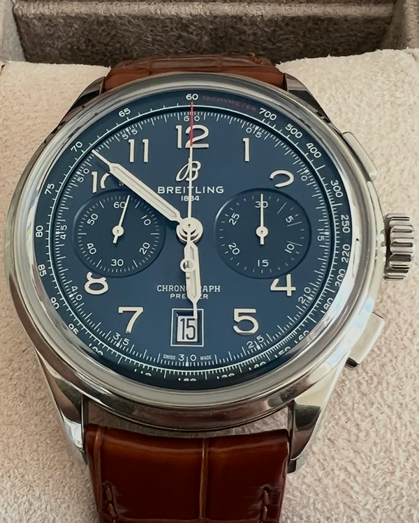 2024 Breitling Premier B01 42MM Blue Dial Leather Strap (AB0145)