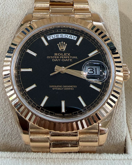2020 Rolex Day-Date 40MM Black Dial Yellow Gold President Bracelet (228238)