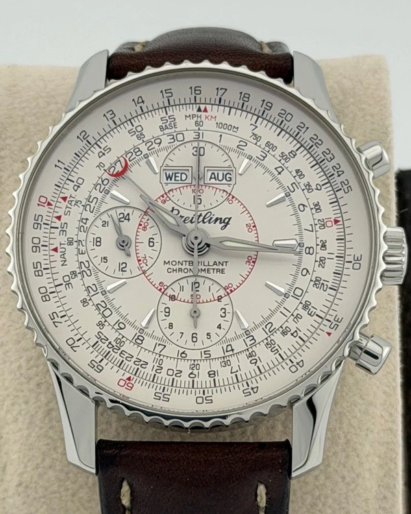 Breitling Montbrillant Datora 43MM White Dial Leather Strap (A21330)