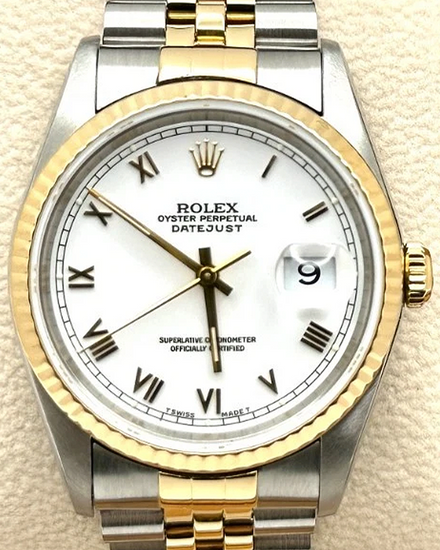1995 (W Serial) Rolex Datejust 36MM White Dial Two-Tone Jubilee Bracelet (16233)