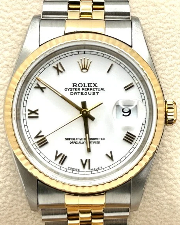 1995 (W Serial) Rolex Datejust 36MM White Dial Two-Tone Jubilee Bracelet (16233)