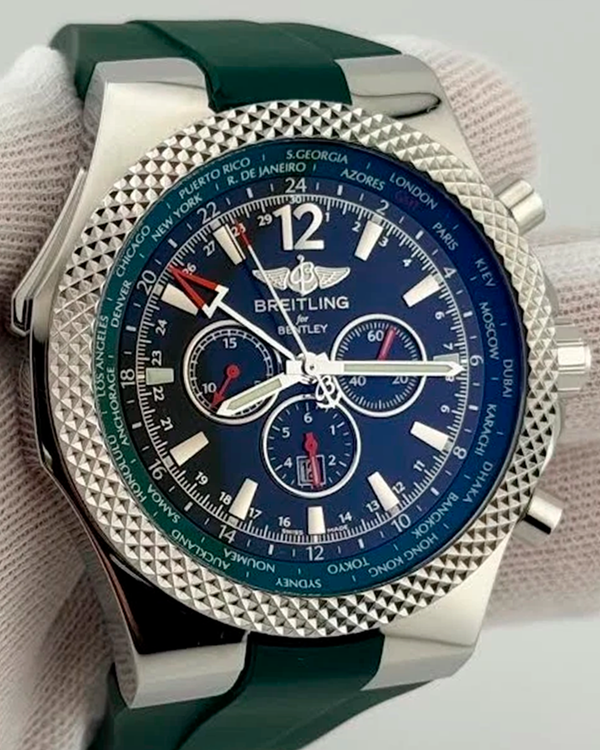 2016 Breitling Bentley GMT "British Racing Green" L. E. 49MM Black Dial Rubber Strap (A47362S4/B919)