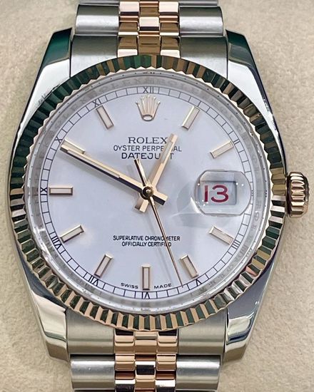 2012 Rolex Datejust 36MM White Dial Two-Tone Jubilee Bracelet (116231)